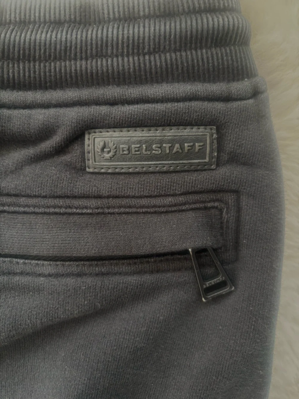 BELSTAFF Mens Blackwater Tapered Moto Cargo Sweatpants Joggers Black Size Medium